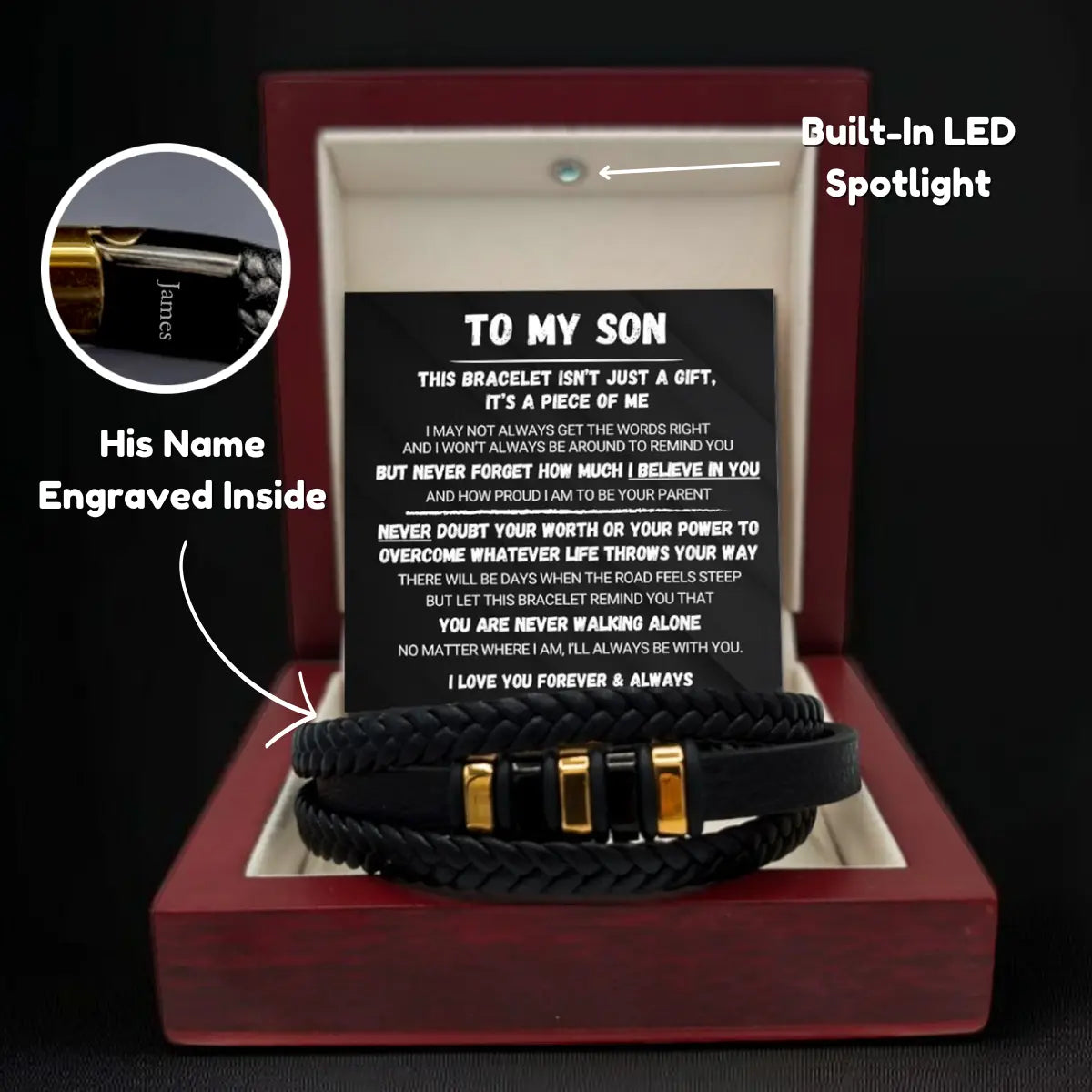 To My Son - Never Alone - Braided Bracelet Set