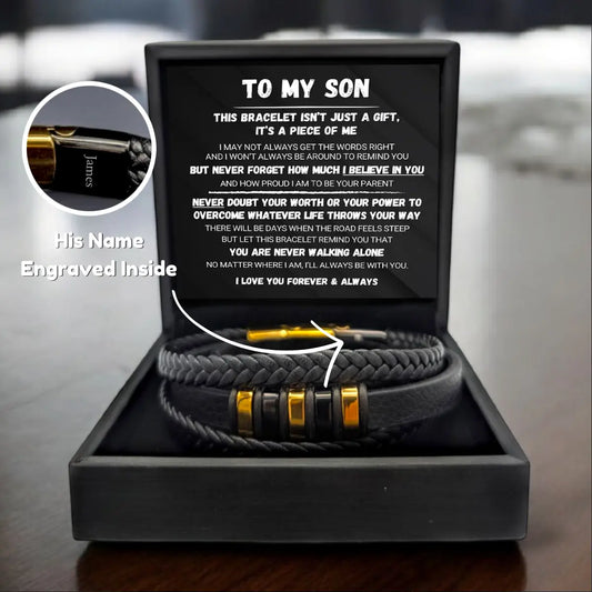 To My Son - Never Alone - Braided Bracelet Set